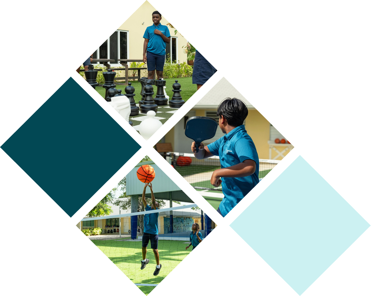 Students at the International School Turks and Caicos Islands participating in sports, swimming, and creative activities that build confidence and community.